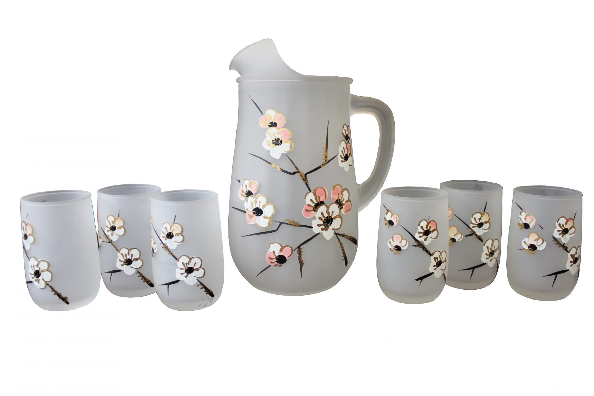 Anchor Hocking Dogwood Pitcher and glass set