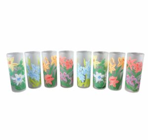 Frosted Flower Glasses Set of 8