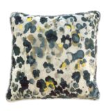 white blue & yellow velvet pillow