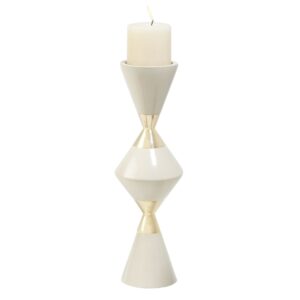 large-candlestick, cream and gold