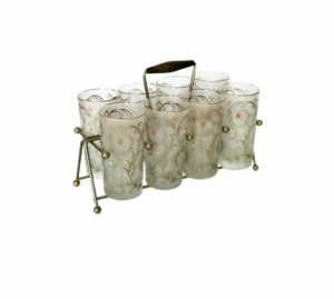 Libbey floral glasses with carrier