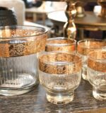 culver gold tyrol ice bucket and glasses set