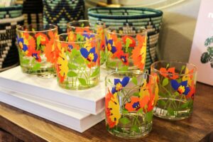 Set of floral glasses