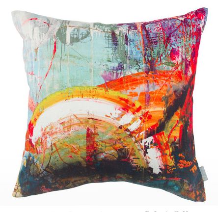 multicolored decorative pillow, decorative pillow, summer inspired, 20in x 20in pillow