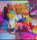 colorful cities in italy, pensacola artist, cityscape painting, colorful abstract painting, 24x24 painting