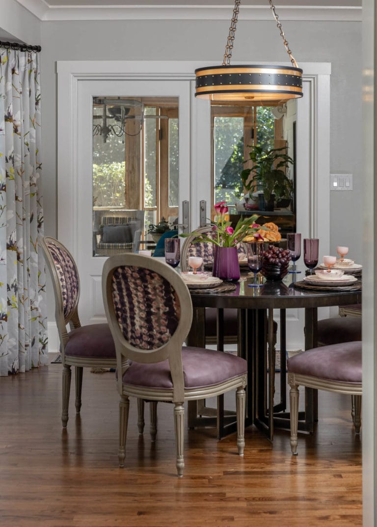 Custom Dining Chairs, Unique lighting, custom curtains